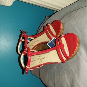 Cork Wedge Red open toe
